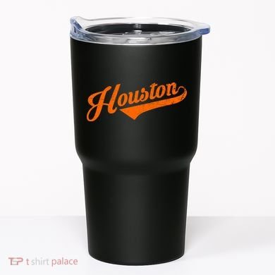 Houston, Texas City Vintage Baseball Script Tumbler