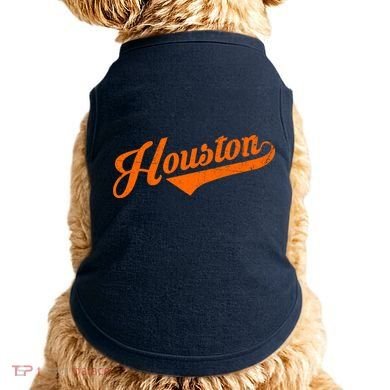 Houston, Texas City Vintage Baseball Script Doggie Tank