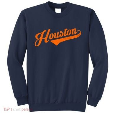 Houston, Texas City Vintage Baseball Script Sweatshirt