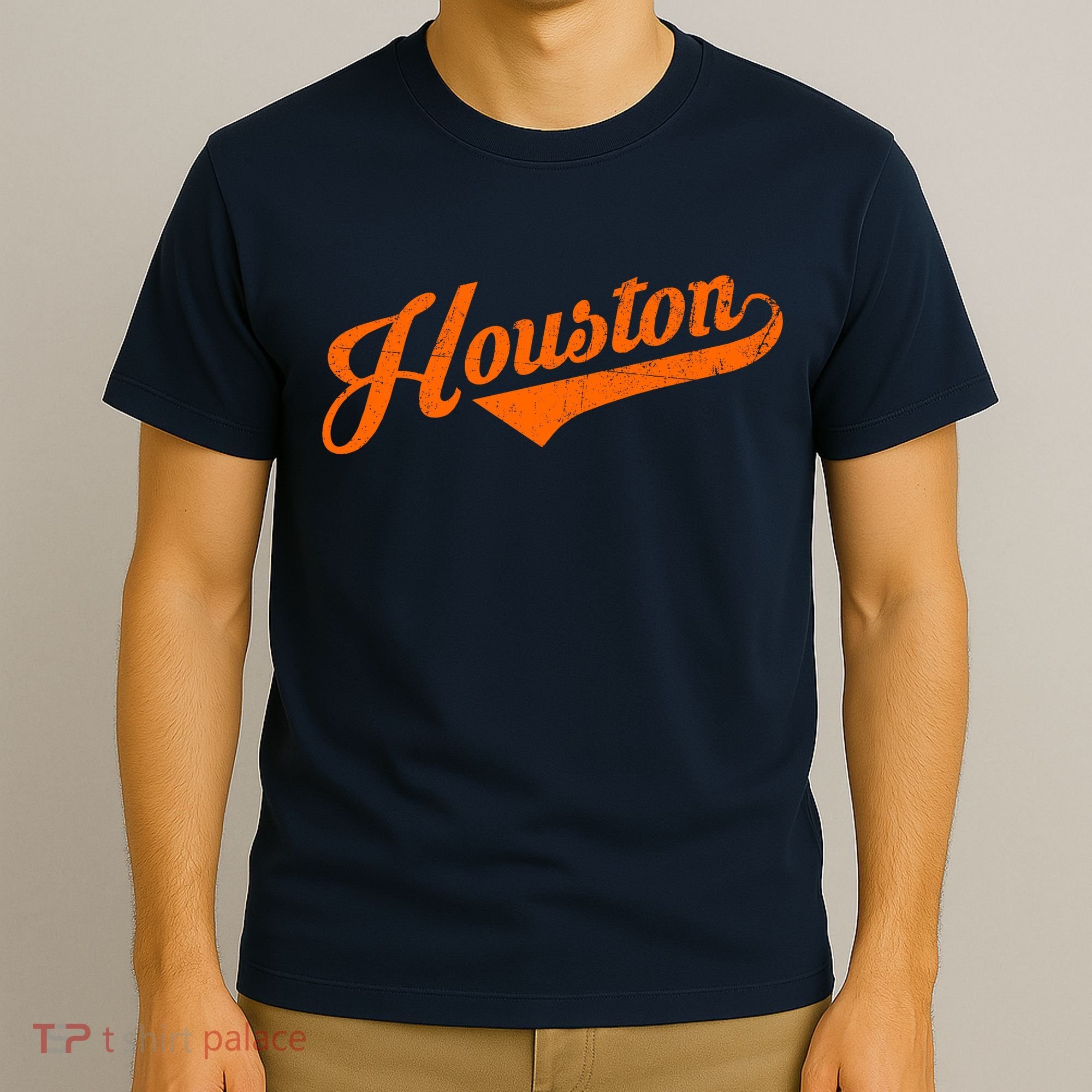 Houston, Texas City Vintage Baseball Script T-Shirt