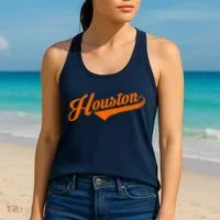 Houston, Texas City Vintage Baseball Script Women's Tank Top thumb 2