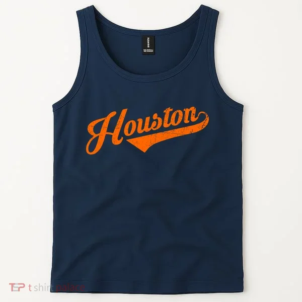 Houston, Texas City Vintage Baseball Script Tank Top