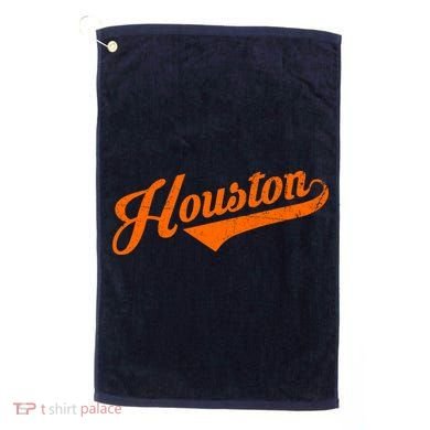 Houston, Texas City Vintage Baseball Script Golf Towel