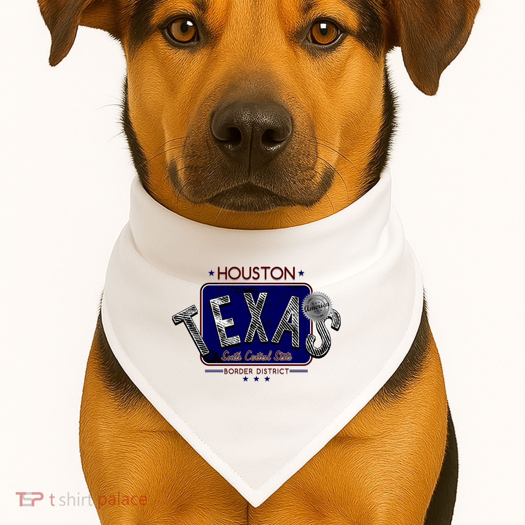 Houston Texas Land of the Free Logo USA-Made Doggie Bandana