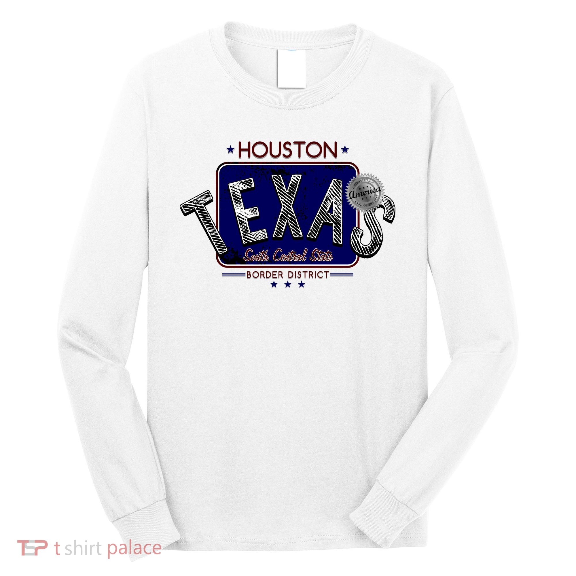 Houston Texas Land of the Free Logo Long Sleeve Shirt