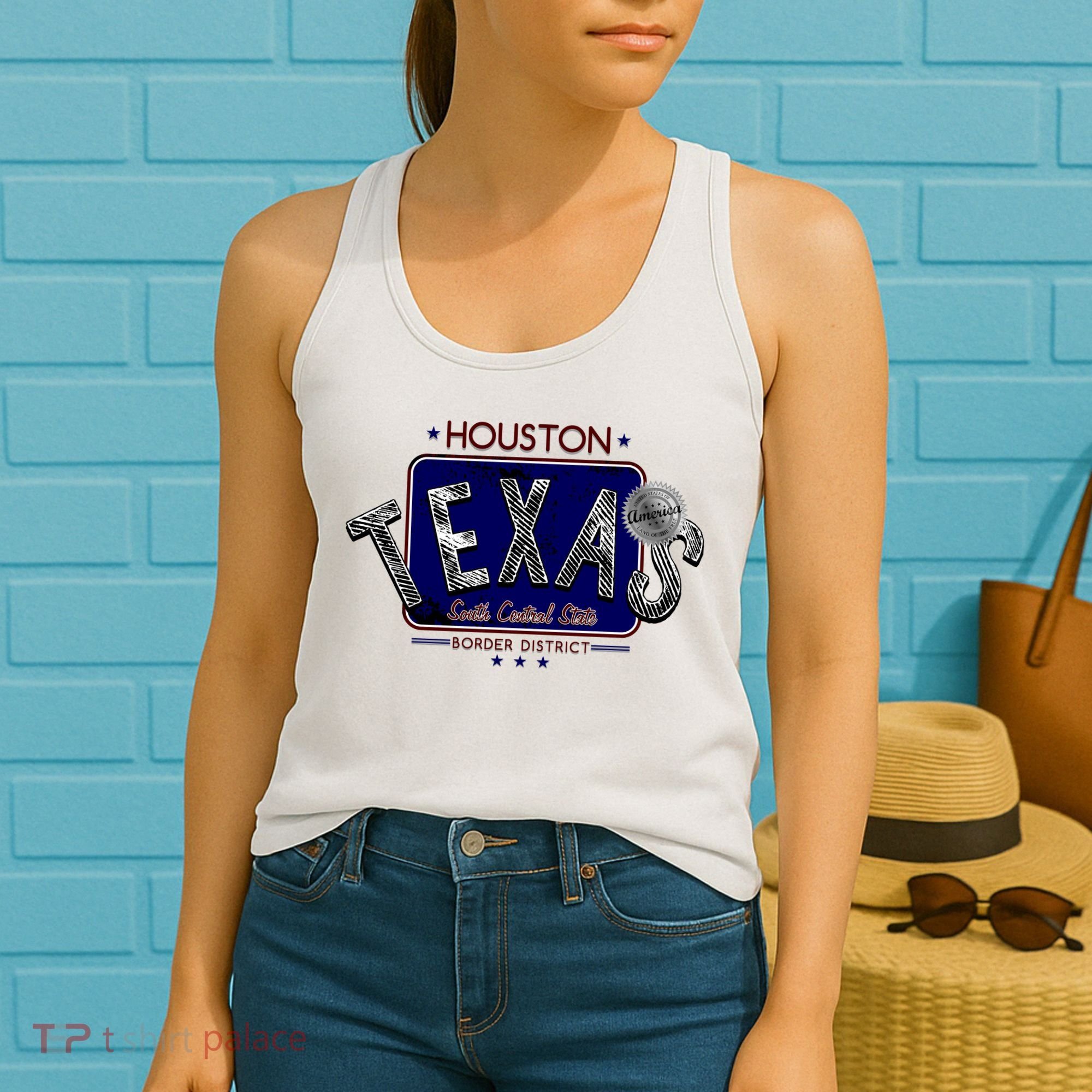 Houston Texas Land of the Free Logo Women's Tank Top