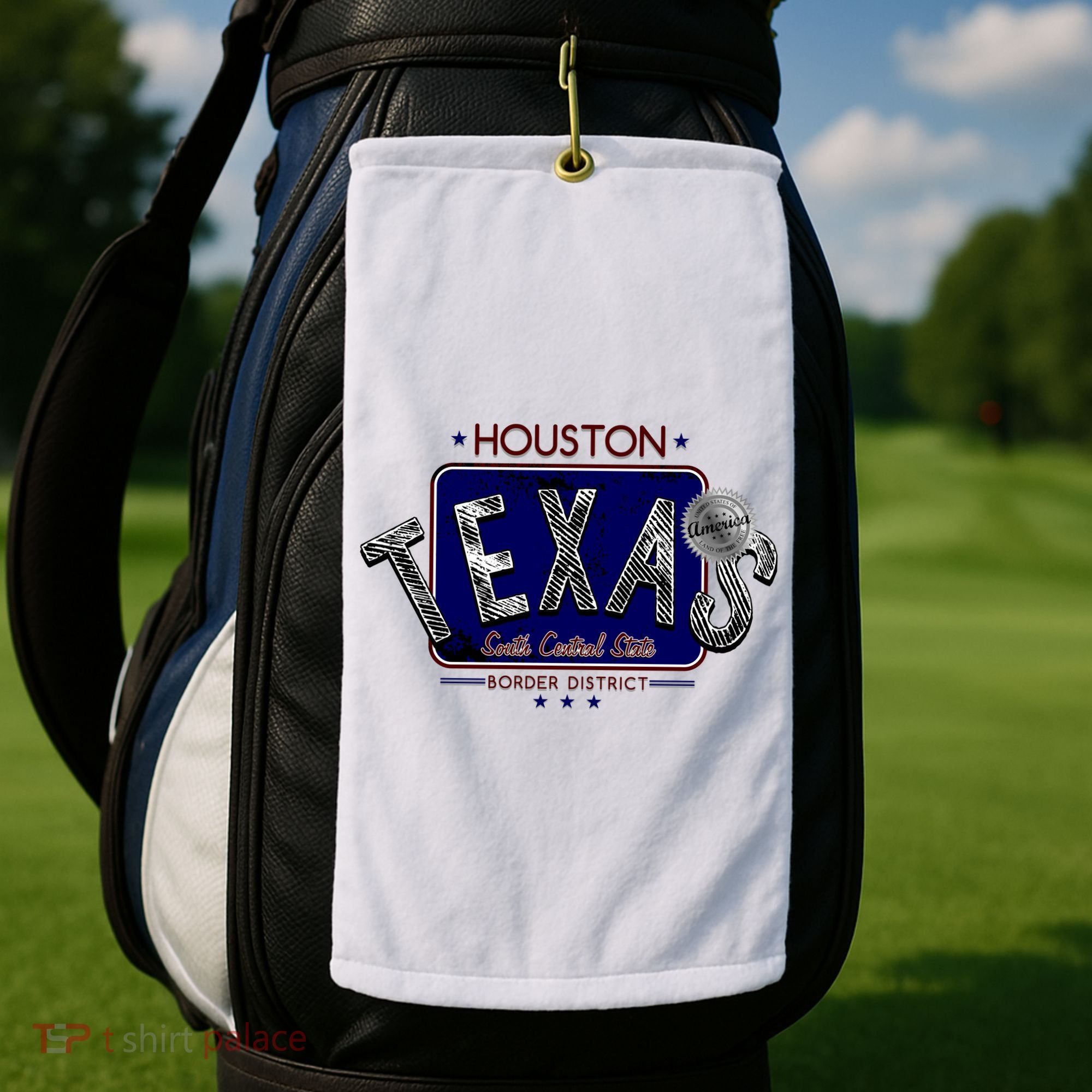 Houston Texas Land of the Free Logo Golf Towel