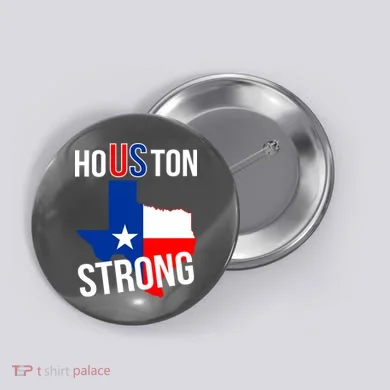 Houston US Strong Texas State Flag Button