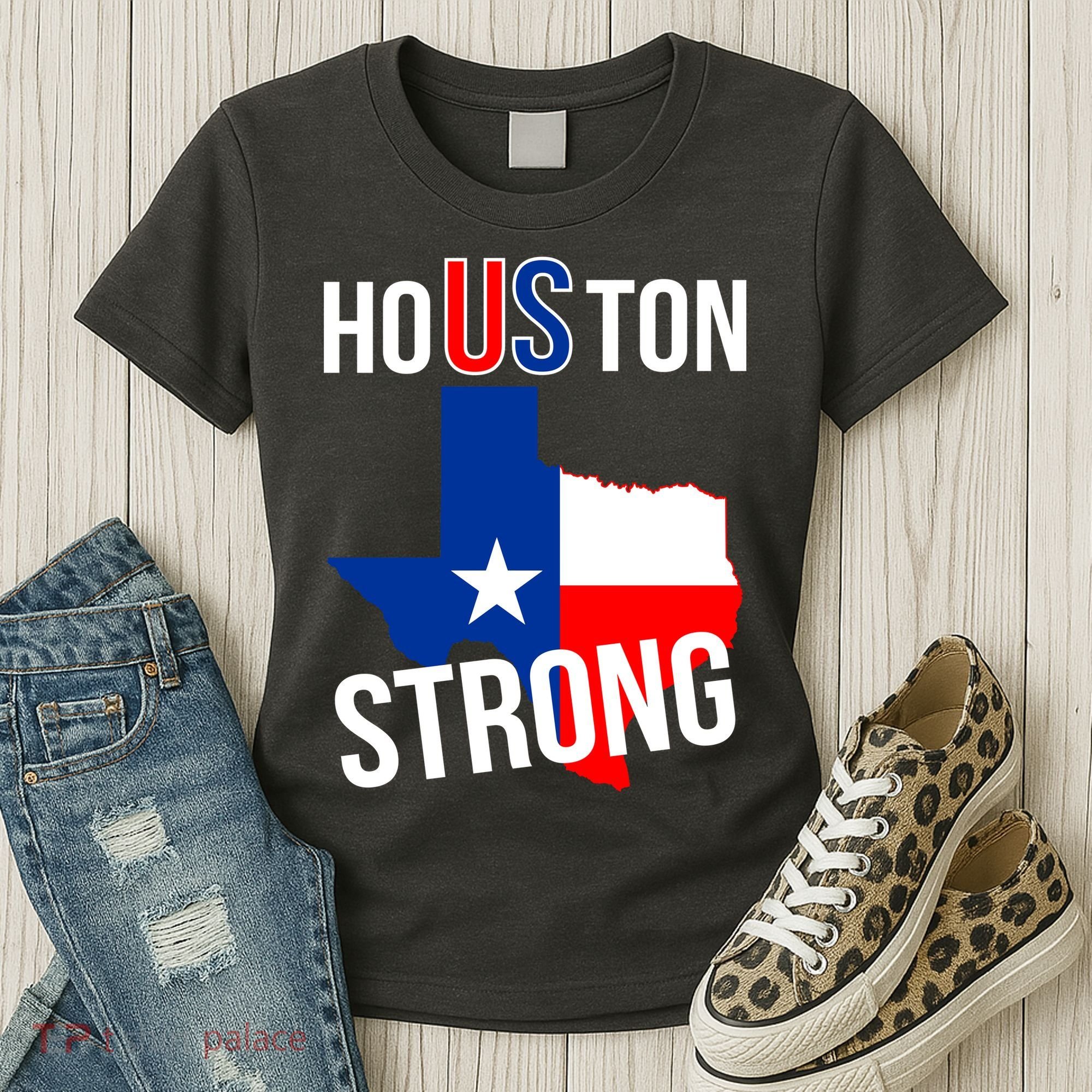 Houston US Strong Texas State Flag Women's T-Shirt