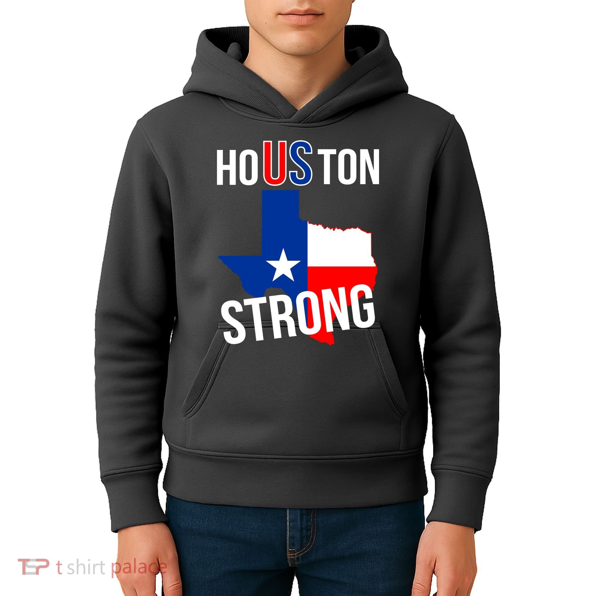 Houston US Strong Texas State Flag Kids Hoodie