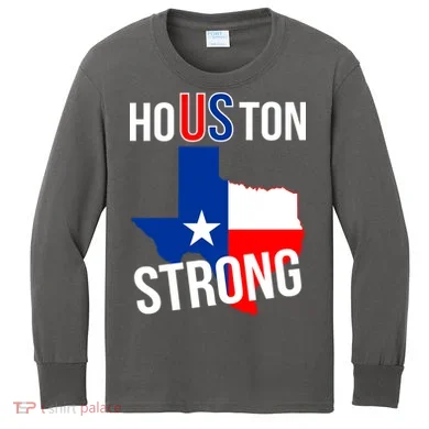 Houston US Strong Texas State Flag Kids Long Sleeve Shirt