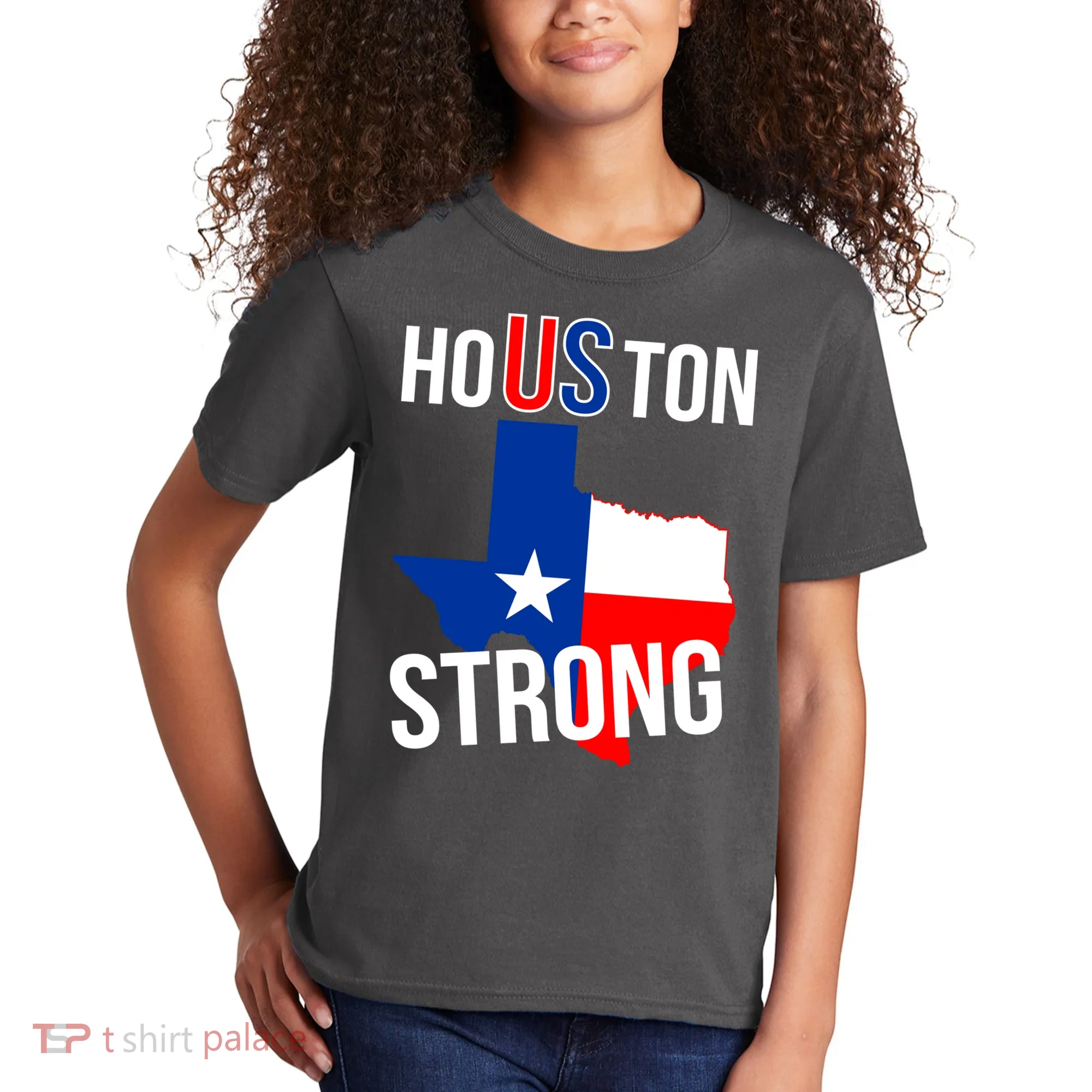 Houston US Strong Texas State Flag Kids T-Shirt
