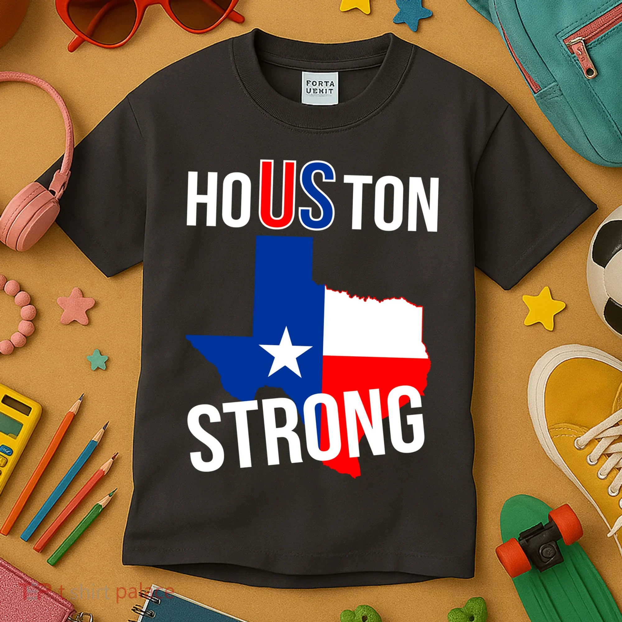 Houston US Strong Texas State Flag Kids T-Shirt