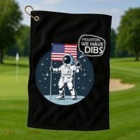 Houston We Have Dibs Moon Landing Golf Towel thumb 1