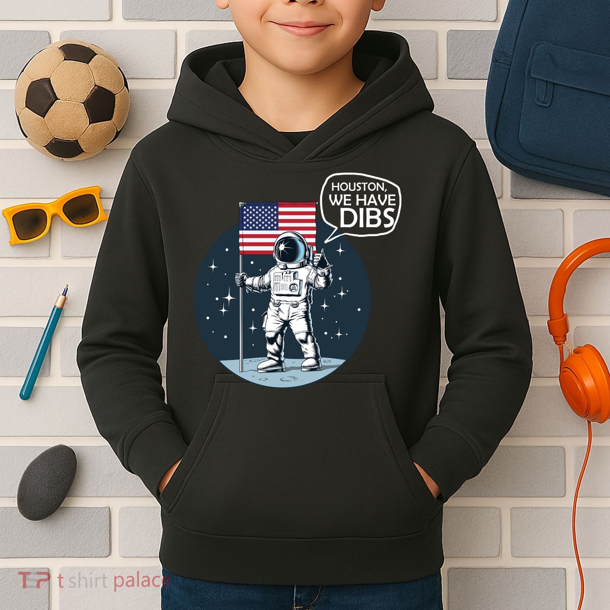 Houston We Have Dibs Moon Landing Kids Hoodie