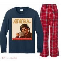 How About A Nice Big Cup of Shut The Fuck Up Kids Long Sleeve Plaid Pajama Set thumb 0