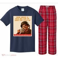 How About A Nice Big Cup of Shut The Fuck Up Kids Plaid Pajama Set thumb 0