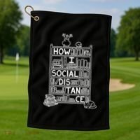How I Social Distance Book Lover Golf Towel thumb 1