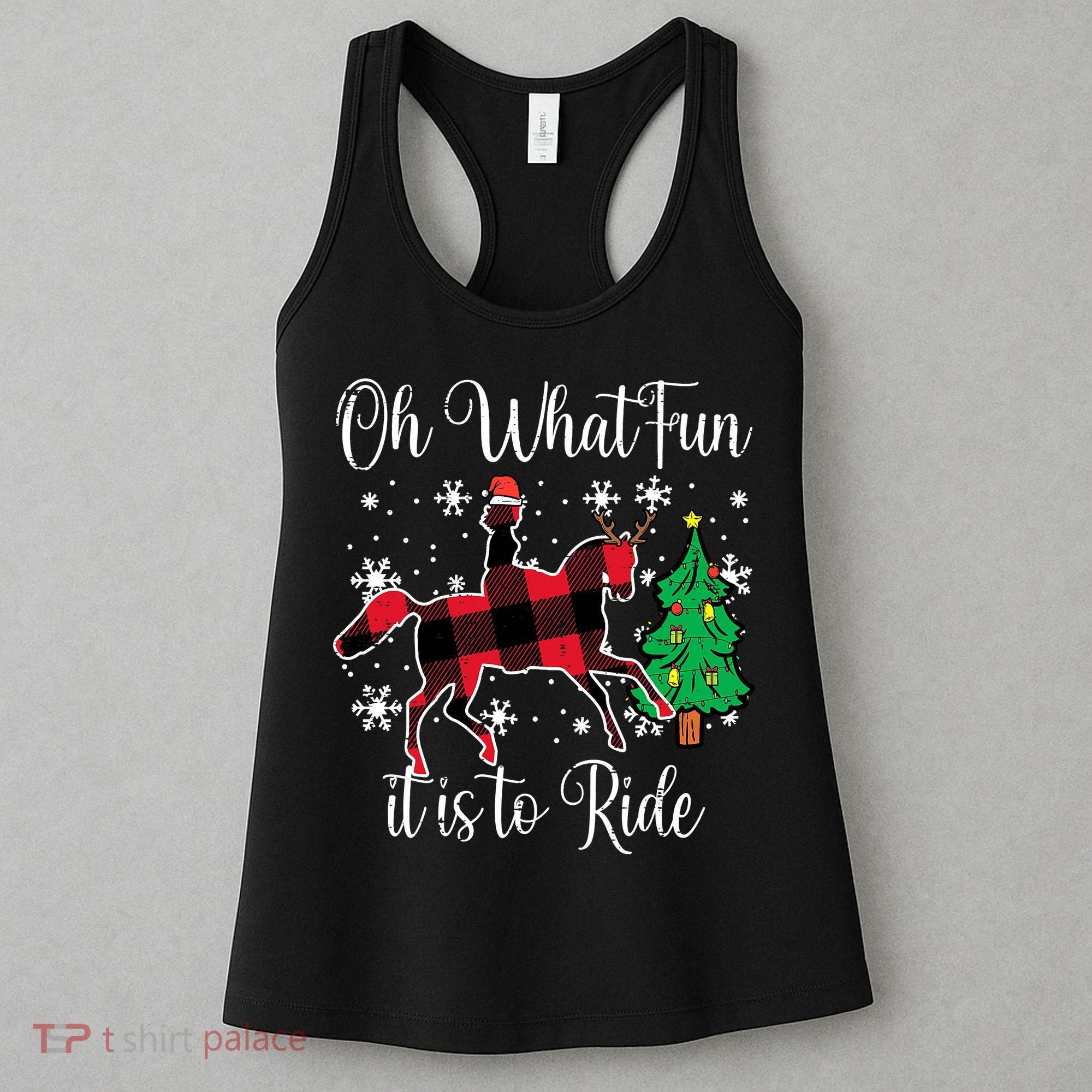 Horse Oh What Fun It Is To Ride Christmas Xmas Girls  Women's Tank Top