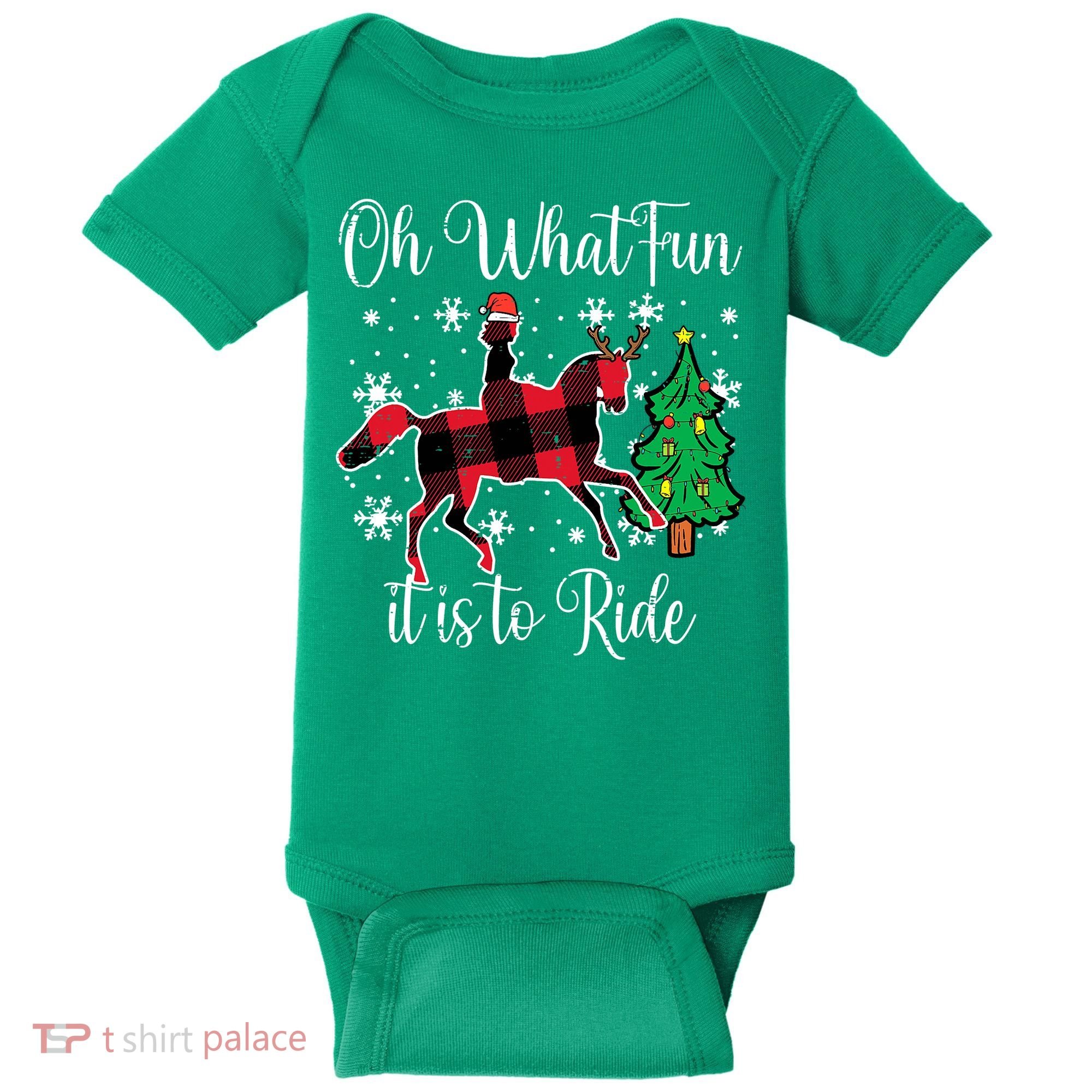 Horse Oh What Fun It Is To Ride Christmas Xmas Girls  Baby Bodysuit
