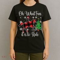 Horse Oh What Fun It Is To Ride Christmas Xmas Girls Women T-Shirt thumb 4