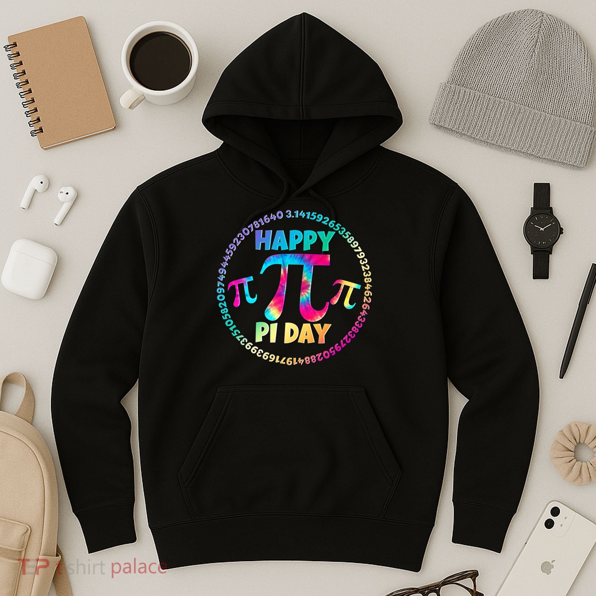 Happy Pi 3.14 Day Rainbow Tie Dye Hoodie