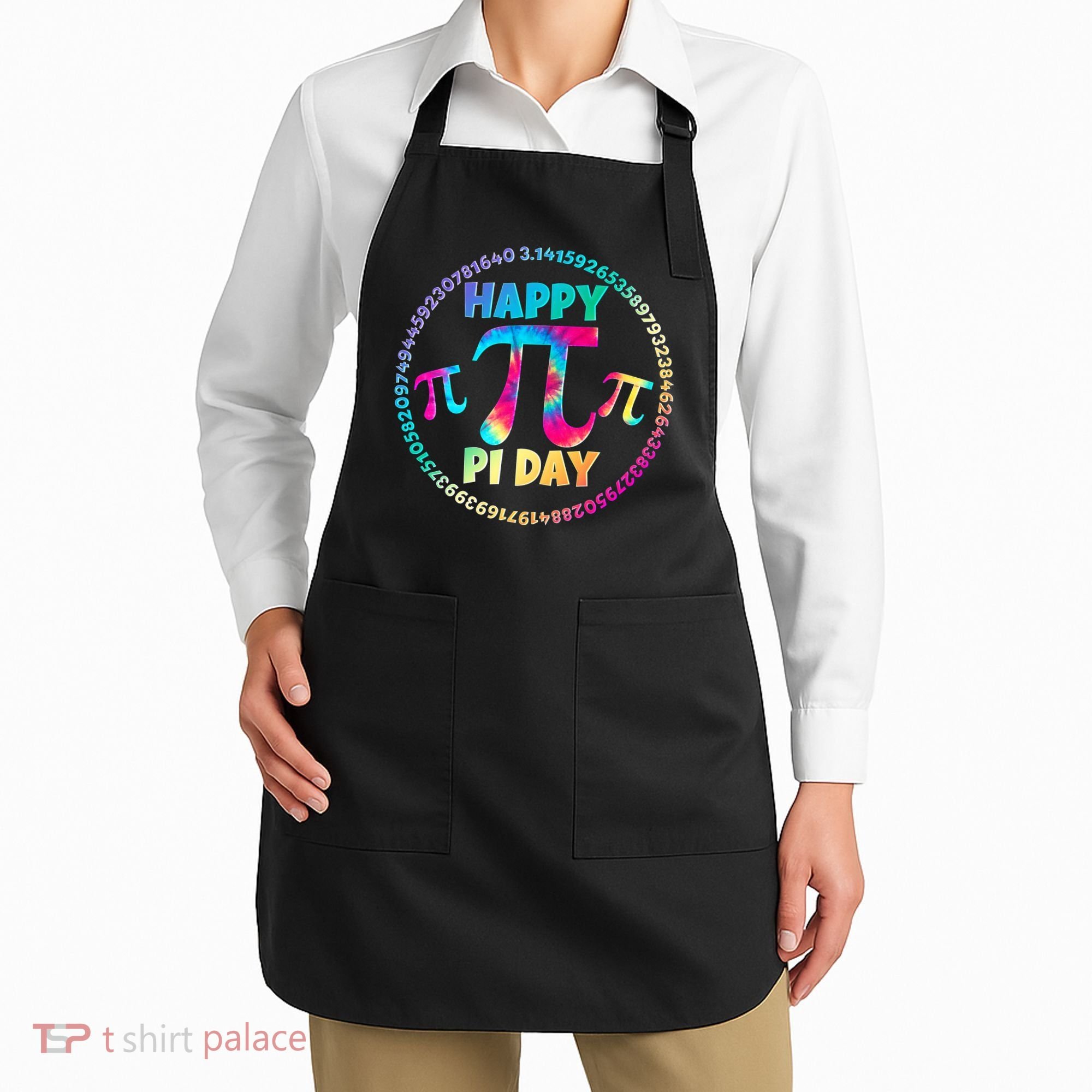 Happy Pi 3.14 Day Rainbow Tie Dye Apron