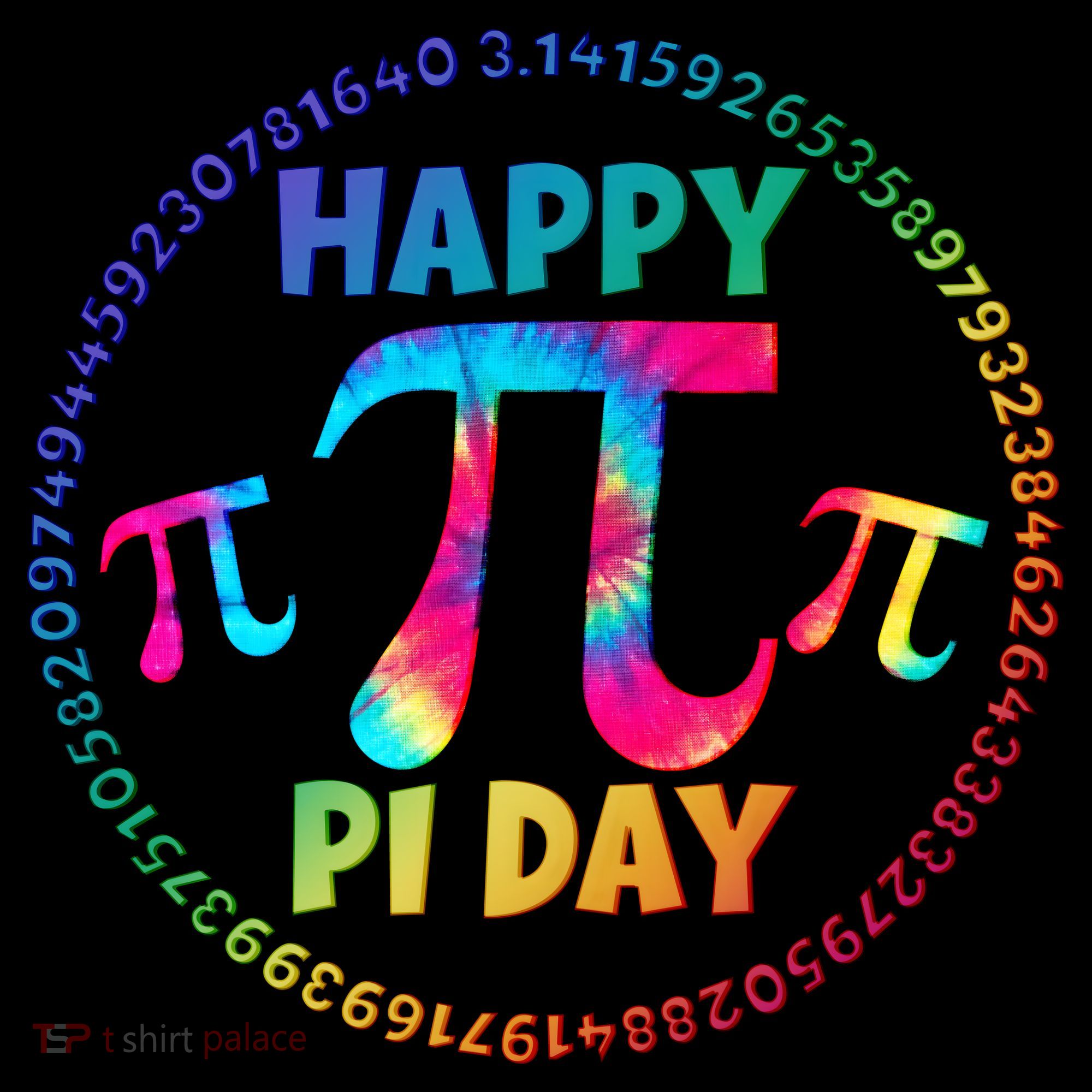 Happy Pi 3.14 Day Rainbow Tie Dye Coffee Mug