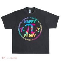 Happy Pi 3.14 Day Rainbow Tie Dye Urban Oversized Heavyweight T-Shirt thumb 0
