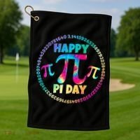 Happy Pi 3.14 Day Rainbow Tie Dye Golf Towel thumb 1