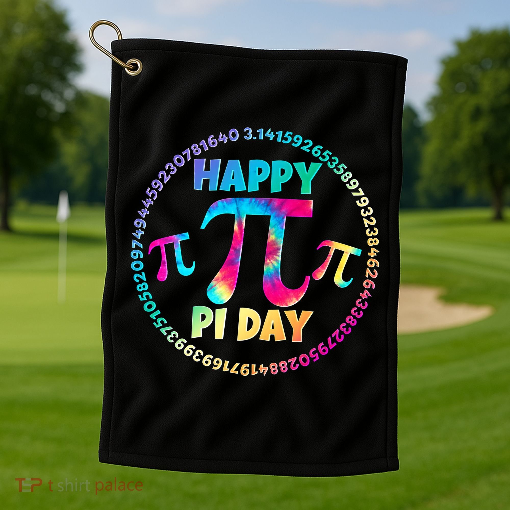 Happy Pi 3.14 Day Rainbow Tie Dye Golf Towel