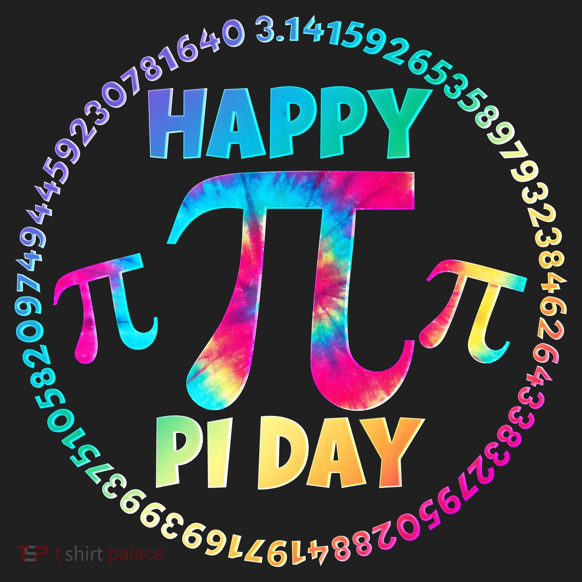 Happy Pi 3.14 Day Rainbow Tie Dye Golf Towel
