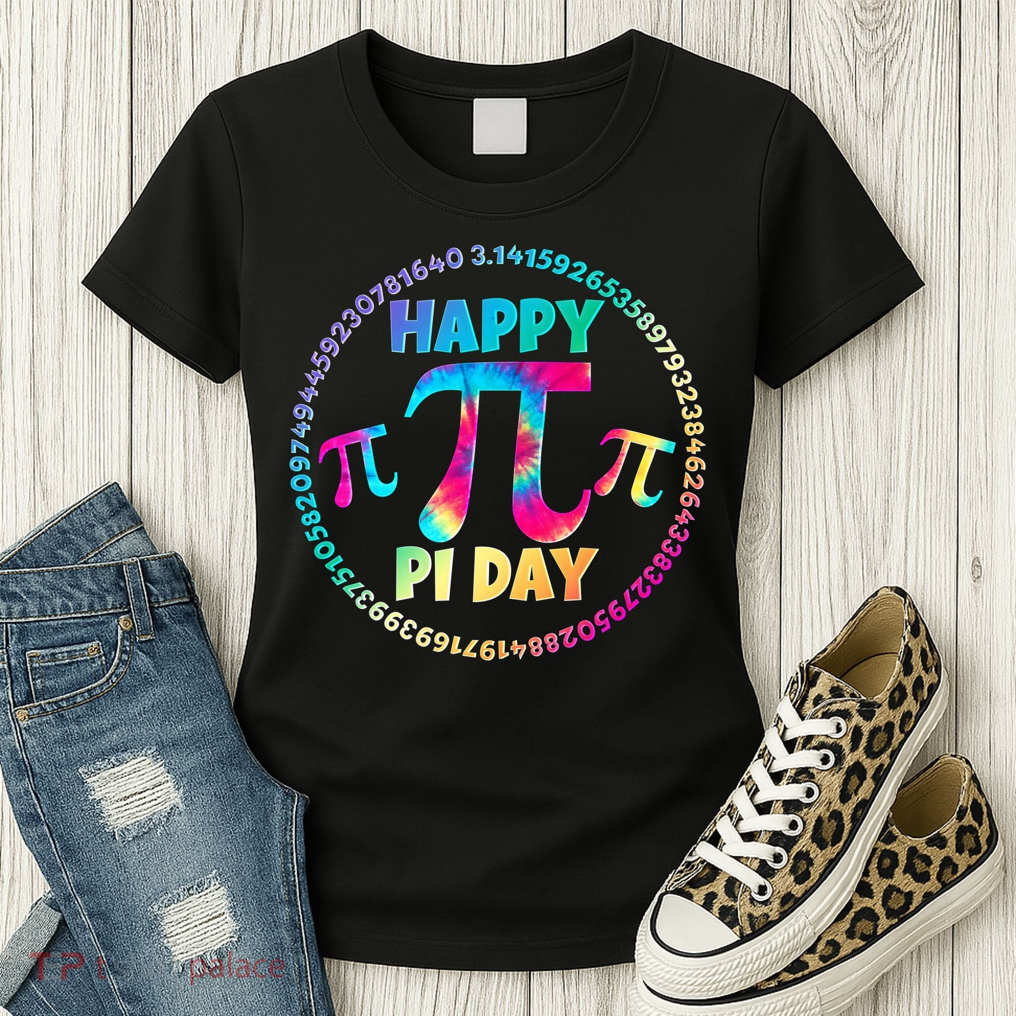 Happy Pi 3.14 Day Rainbow Tie Dye Women's T-Shirt