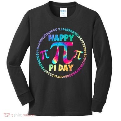 Happy Pi 3.14 Day Rainbow Tie Dye Kids Long Sleeve Shirt