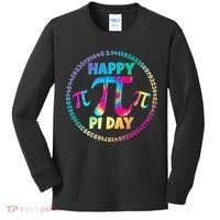 Happy Pi 3.14 Day Rainbow Tie Dye Kids Long Sleeve Shirt thumb 0
