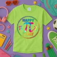 Happy Pi 3.14 Day Rainbow Tie Dye Kids T-Shirt thumb 3