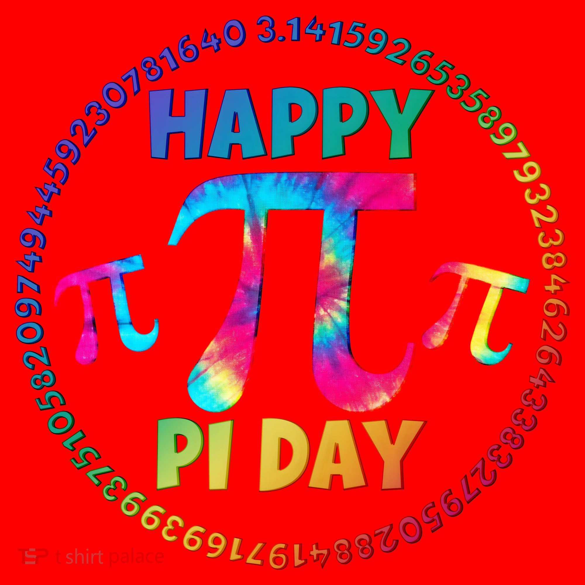 Happy Pi 3.14 Day Rainbow Tie Dye Santa Hat