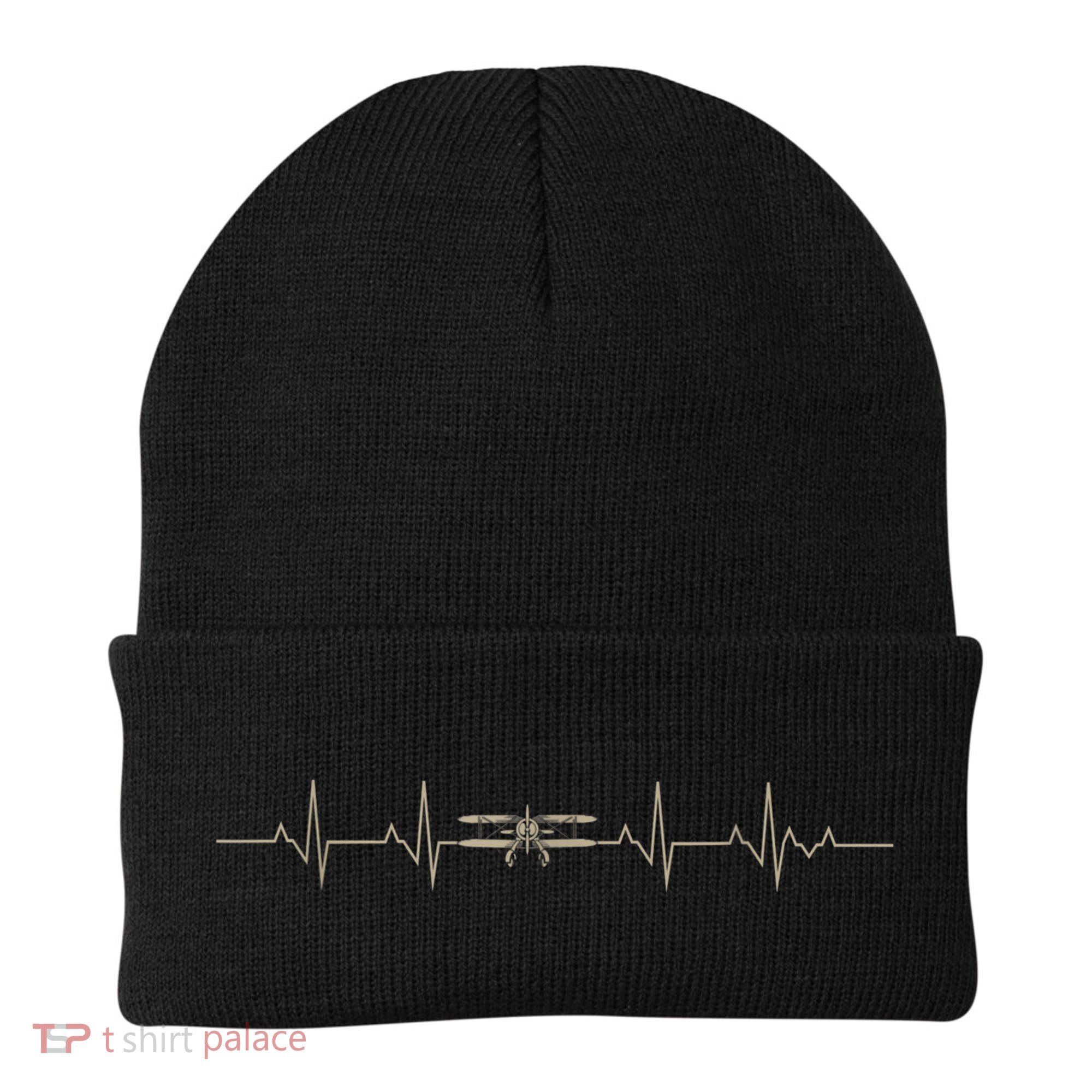 Heartbeat Plane Aviation Aircraft Flying Airplane Pilot Beanie