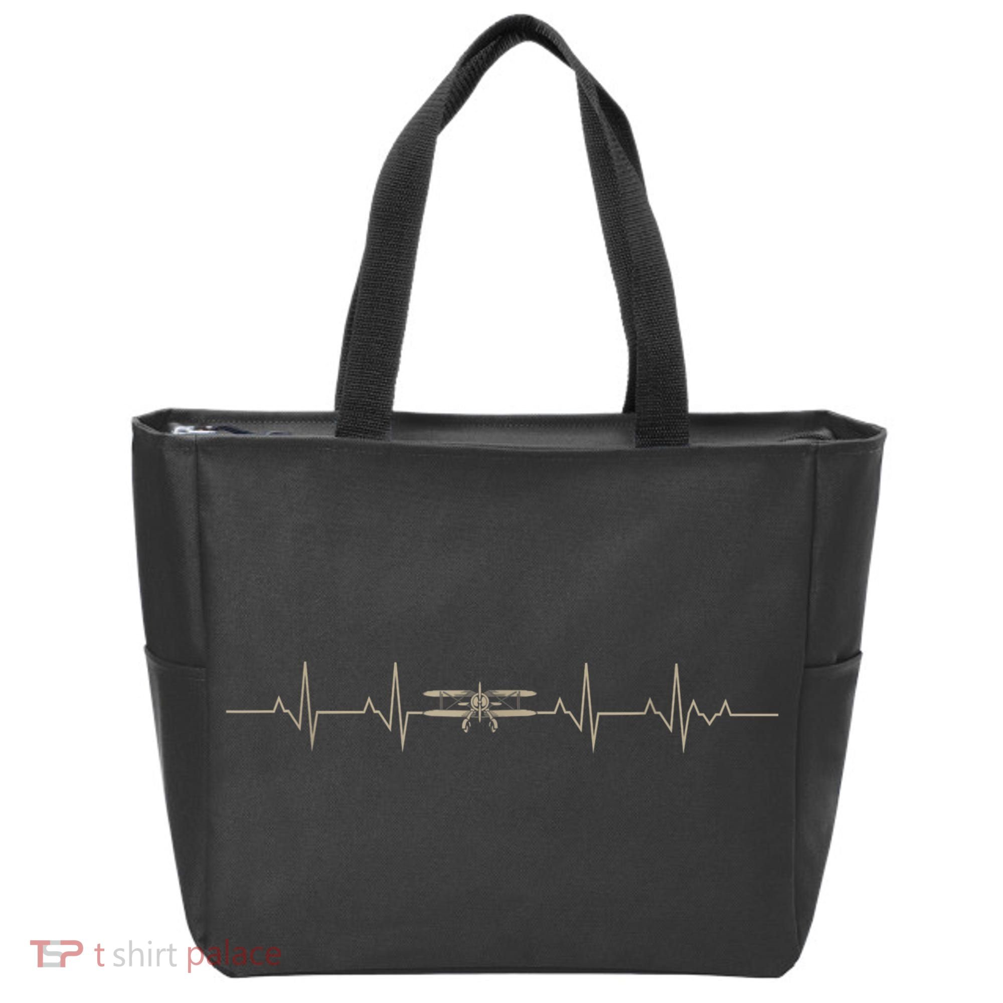 Heartbeat Plane Aviation Aircraft Flying Airplane Pilot Tote Bag