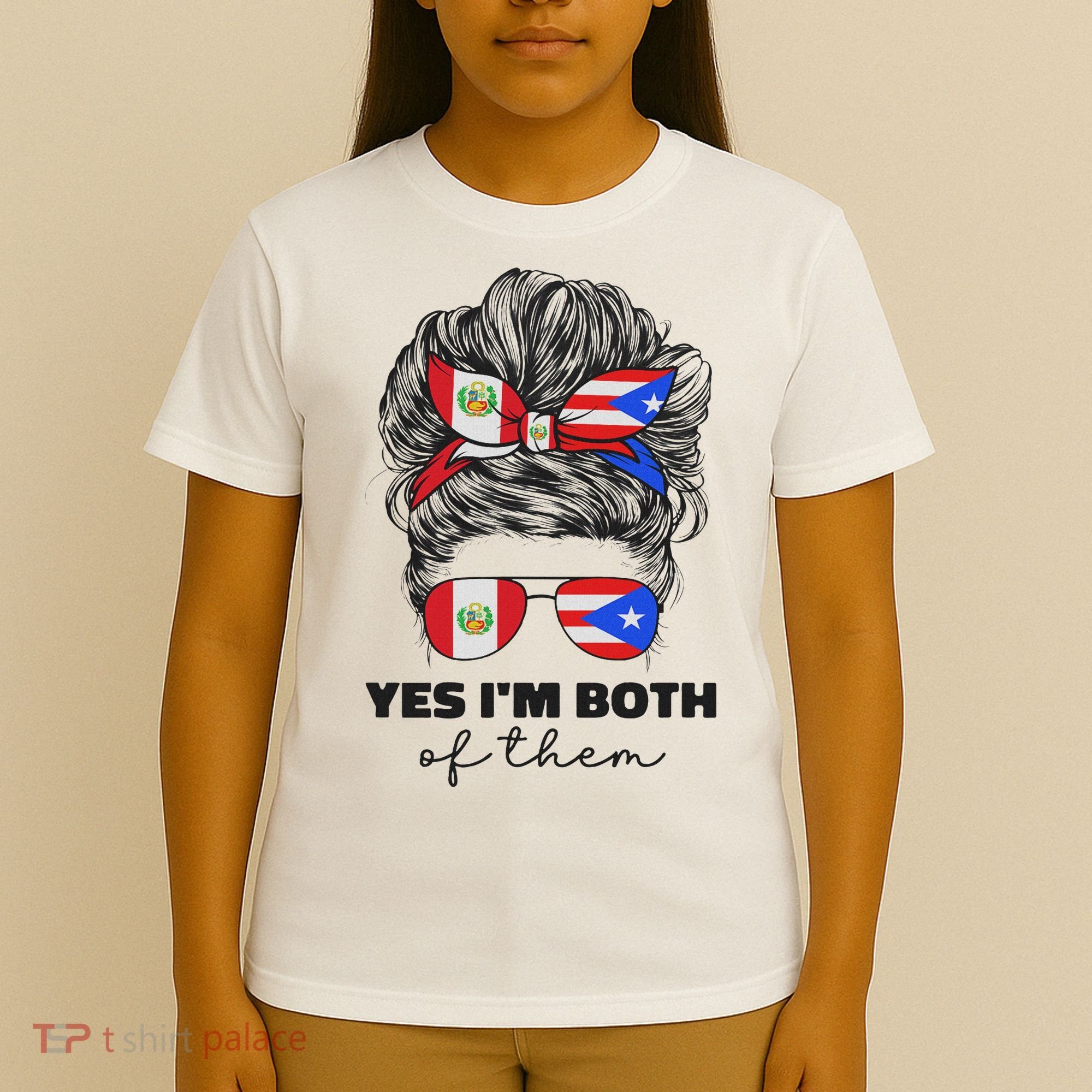Half Peruvian And Puerto Rican Rico Peru Flag Girl Women Mix T-Shirt