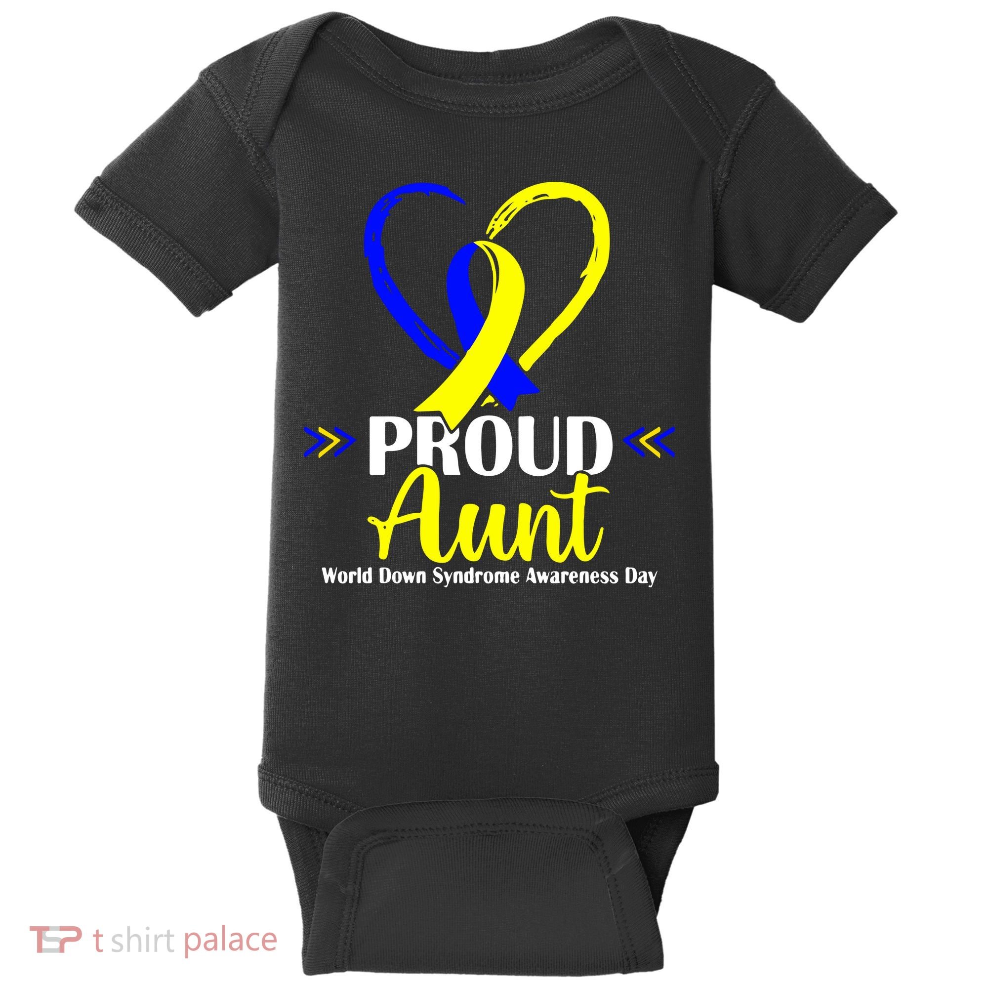 Heart Proud Aunt World Down Syndrome Awareness Day Gift Baby Bodysuit
