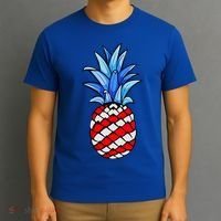 Hawaiian Pineapple American Flag 4th Of July Gift T-Shirt thumb 3