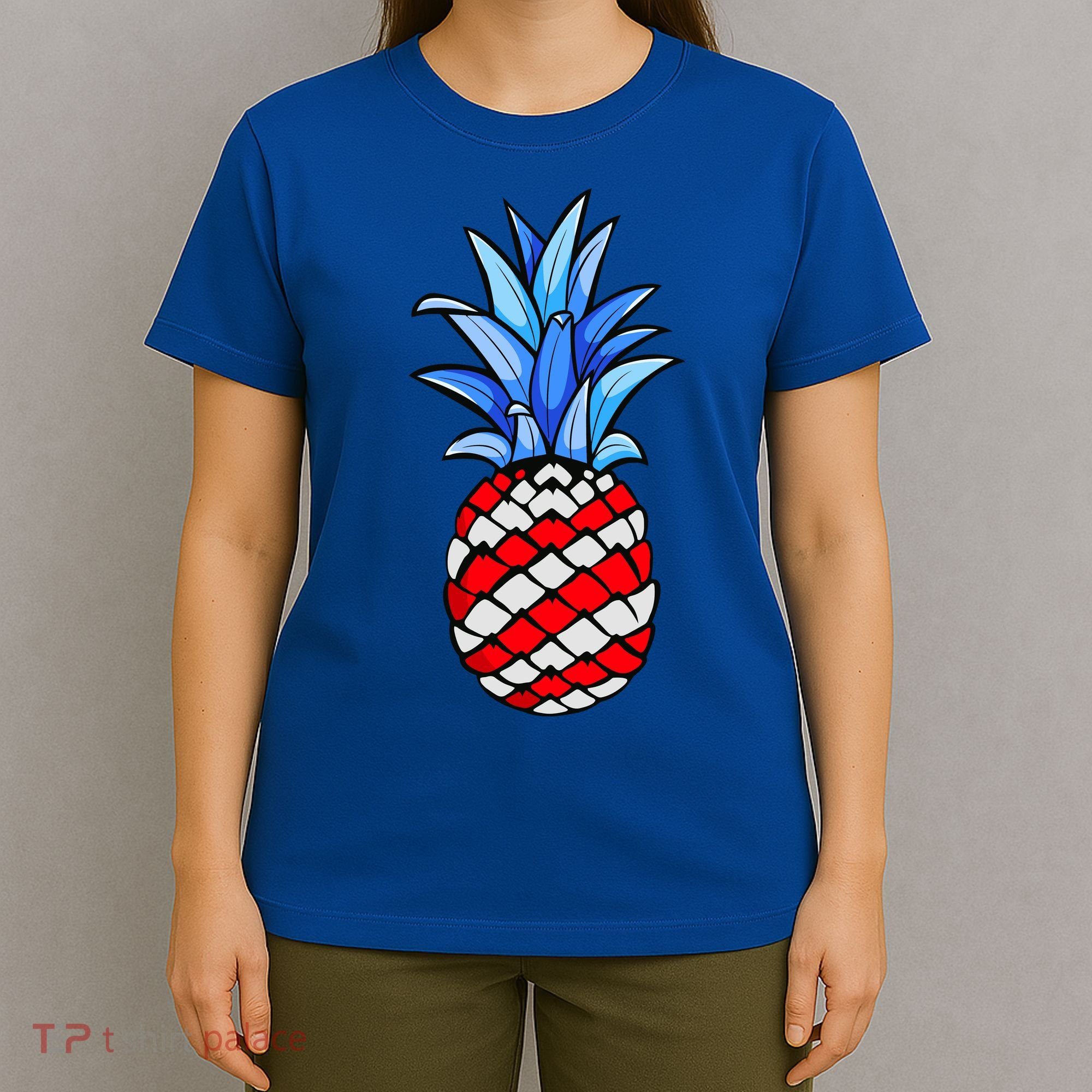 Hawaiian Pineapple American Flag 4th Of July Gift T-Shirt