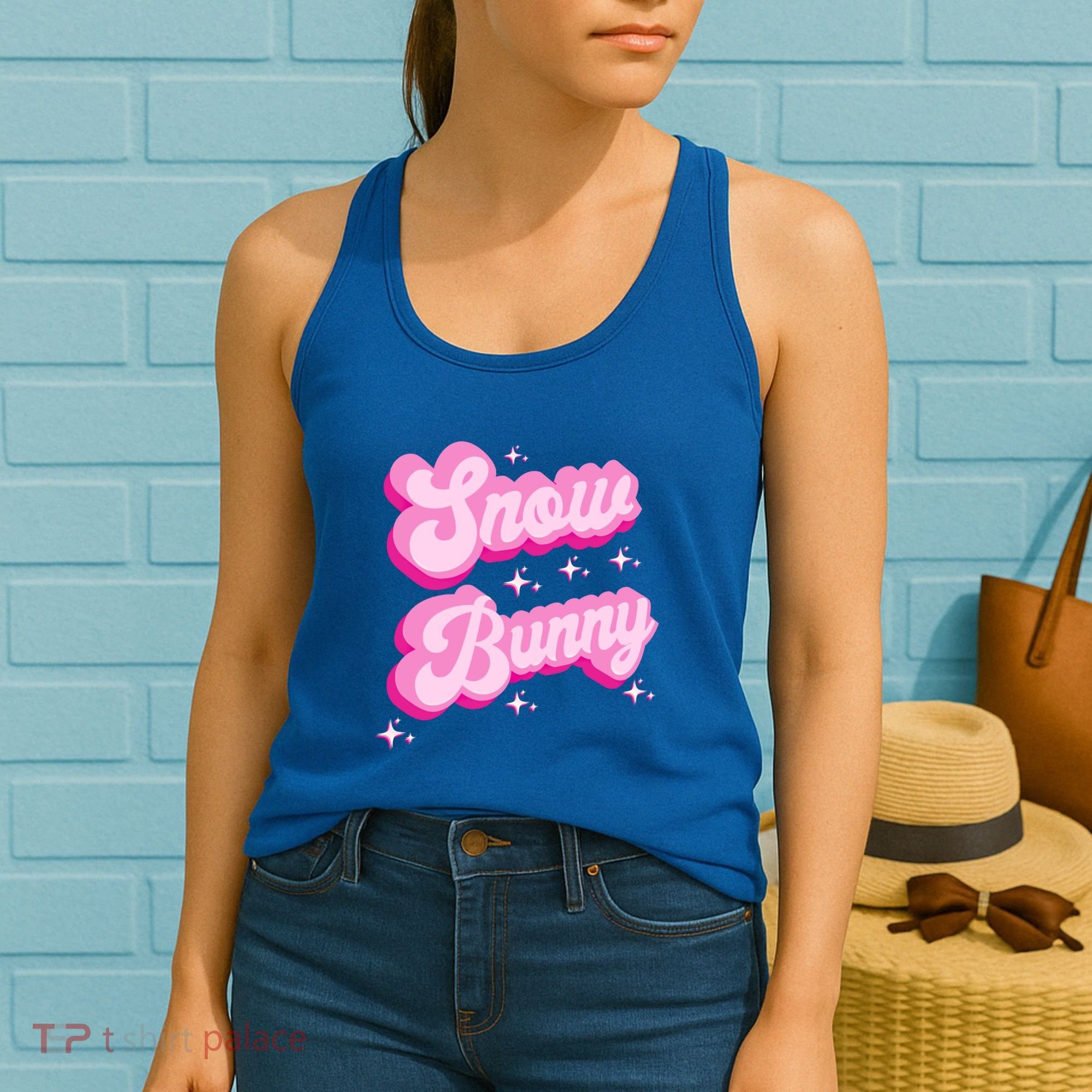 Hot Pink Aesthetic Ski Lover Winter Wonderland Snow Bunny Gift Women's Tank Top