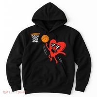 Heart Playing Basketball Cute Valentines Day Sports Boys Hoodie thumb 0