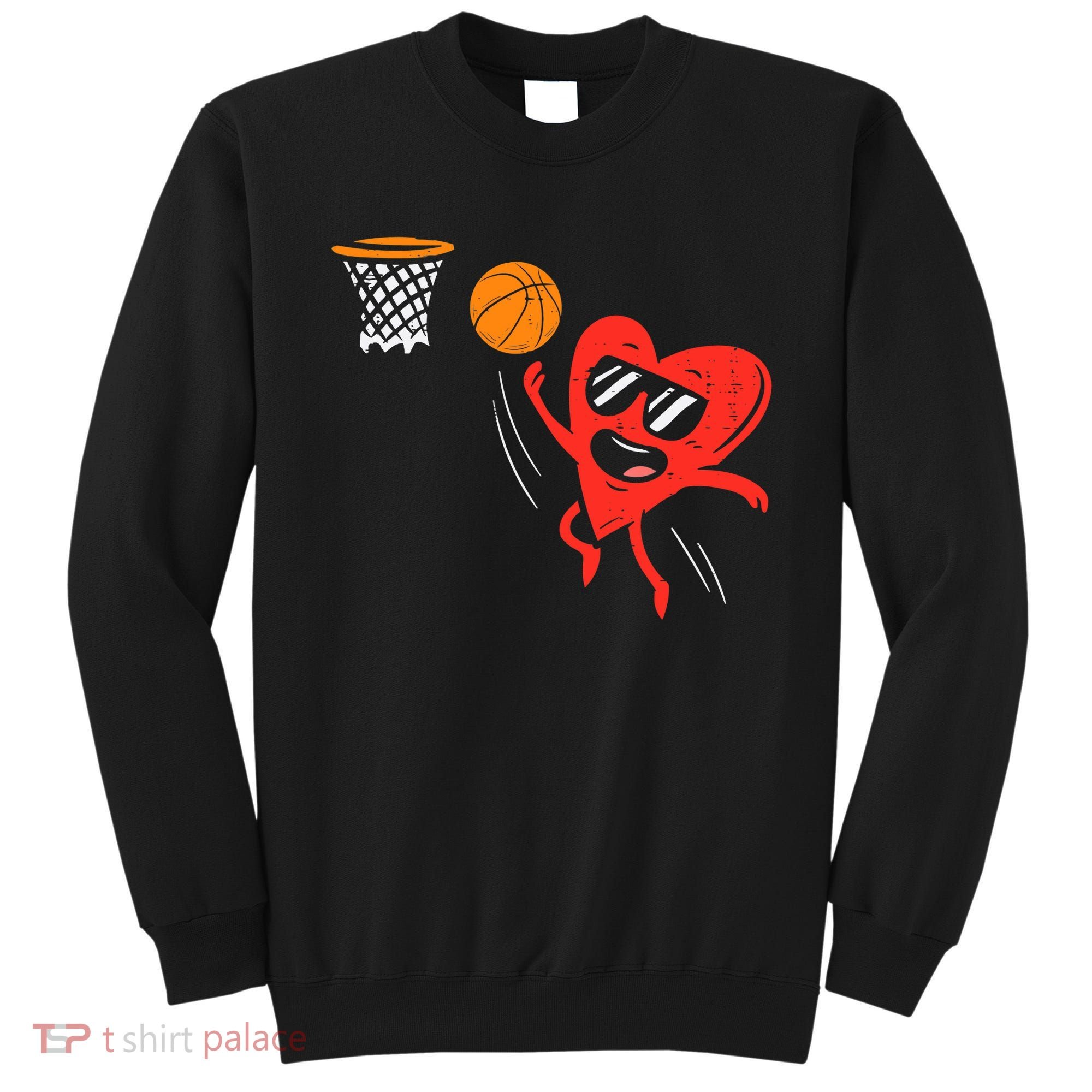 Heart Playing Basketball Cute Valentines Day Sports Boys Sweatshirt