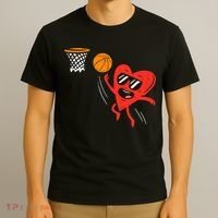 Heart Playing Basketball Cute Valentines Day Sports Boys T-Shirt thumb 3