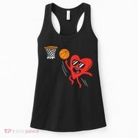 Heart Playing Basketball Cute Valentines Day Sports Boys Women's Tank Top thumb 0