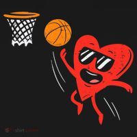 Heart Playing Basketball Cute Valentines Day Sports Boys Baby Bodysuit thumb 2