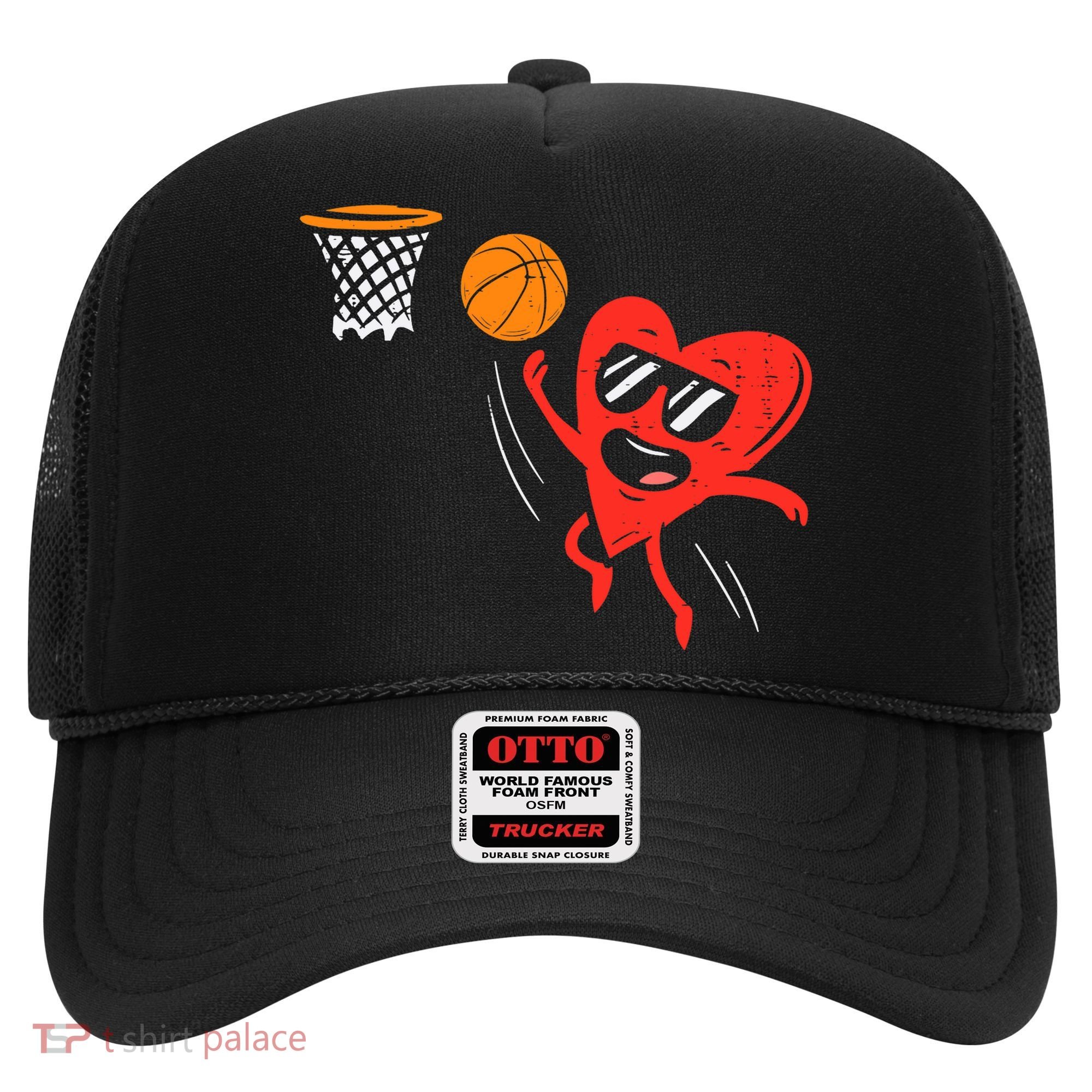 Heart Playing Basketball Cute Valentines Day Sports Boys Hat